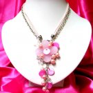 *FREE SHIPPING*NB417 EVERGREEN CRYSTAL CLEAR GLASS BEADS DANGLE NECKLACE