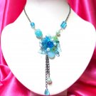 *FREE SHIPPING*NB270 FASHION JEWELRY DANGLE BLUE NECKLACE