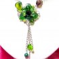 *FREE SHIPPING*NB269 GREEN GLASS & BEADS FLORAL PENDANT DANGLE NECKLACE 18 inches