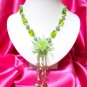 *FREE SHIPPING*NB249 GORGEOUS DANGLE FLORAL GLASS & BEADS LONG NECKLACE 24 in.