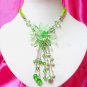 *FREE SHIPPING*NB407 FASHION JEWELRY GREEN GLASS & BEADS FLORAL STRINGS NECKLACE