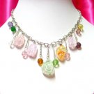 *FREE SHIPPING*NB541 CHARMING RAINBOW ICE GLASS DANGLE NECKLACE 17inches