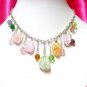 *FREE SHIPPING*NB541 CHARMING RAINBOW ICE GLASS DANGLE NECKLACE 17inches