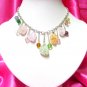 *FREE SHIPPING*NB541 CHARMING RAINBOW ICE GLASS DANGLE NECKLACE 17inches