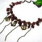 *FREE SHIPPING*NB568 STYLISH PURPLE GLASS & BEADS DANGLE NECKLACE 18 inches