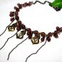 *FREE SHIPPING*NB568 STYLISH PURPLE GLASS & BEADS DANGLE NECKLACE 18 inches