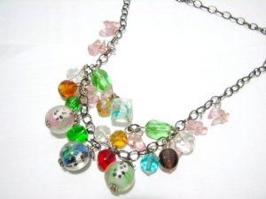 *FREE SHIPPING*NB577 LOVELY PANDA GLASS & BEADS DANGLE NECKLACE 18 inches
