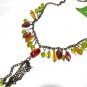 *FREE SHIPPING*NB573 BROWN & GREEN glass beads DANGLE NECKLACE 18 inches