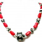 *FREE SHIPPING*NA1005 ETHNIC JEWELRY YAK BONE RED NECKLACE 18 in.