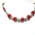 *FREE SHIPPING*NA1007 ETHNIC JEWELRY YAK BONE RED NECKLACE 18 in.