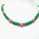 *FREE SHIPPING*NA1008 ETHNIC JEWELRY YAK BONE GREEN NECKLACE 18 in.