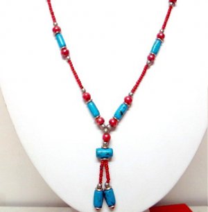 *FREE SHIPPING*NA1012 ETHNIC JEWELRY YAK BONE DANGLE NECKLACE 22 in.