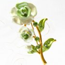 free shipping ~ rhinestone green rose Brooch PA12 Charming!