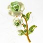 free shipping ~ rhinestone green rose Brooch PA12 Charming!