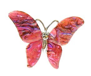 free shipping ~ P120 MOTHER OF PEAL SHELL BUTTERFLY PINK BROOCH 4x6cm