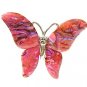 free shipping ~ P120  MOTHER OF PEAL SHELL BUTTERFLY PINK BROOCH 4x6cm