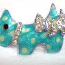 free shipping ~ Rhinestone lovely Puppy Green BROOCH P02
