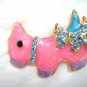 free shipping ~ P01 PINK PUPPY GOLDEN RHINESTONE BROOCH 4x2.5cm
