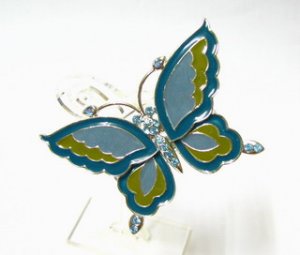 free shipping ~ rhinestone blue butterfly BROOCH P102 Gorgeous!