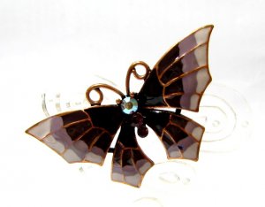 free shipping ~ Purple rhinestone Butterfly BROOCH P127 Charming