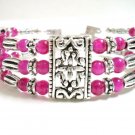 *FREE SHIPPING* BA213 TIBETAN SILVER 3 STRANDS JADE PINK BRACELET