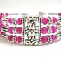 *FREE SHIPPING* BA213 TIBETAN SILVER 3 STRANDS JADE PINK BRACELET