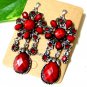*FREE SHIPPING*E1603 RHINESTONE RED EXTOIC CLIP ON EARRINGS 6.5cm