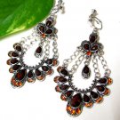 *FREE SHIPPING*E1604 EXOTIC RHINESTONE BROWN CLIP ON EARRINGS 8cm