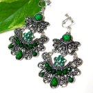 *FREE SHIPPING*E1606 EXOTIC RHINESTONE GREEN CLIP ON EARRINGS 7.5cm