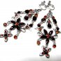 E1628 Rhinestone Brown Floral Clip On Earrings 8cm  ~ FREE SHIPPING~