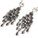E1639 Exotic Black Rhinestone Clip On Earrings 8.5cm  ~ FREE SHIPPING~