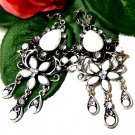 E1644 Charming Jewelry White Floral Clip On Earrings 8cm ~ FREE SHIPPING~