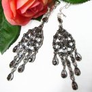 E1655 Exotic Dark Rhinestone Clip On Earrings 9.5cm ~ FREE SHIPPING~