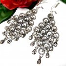 E1656 Charming White Rhinestone Clip On Earrings 9.5cm ~ FREE SHIPPING~