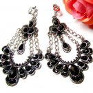 ~FREE SHIPPING~ E1660 Charming Black Rhinestone Clip On Earrings 7.5cm