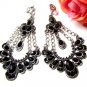 ~FREE SHIPPING~ E1660 Charming Black Rhinestone Clip On Earrings 7.5cm