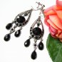 ~FREE SHIPPING~ E1661 Rhinestone Black Exotic Clip On Earrings 8cm