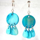 ~ FREE SHIPPING ~E470 Mother of Pearl Charming Blue Shell Clip On Earrings 6cm