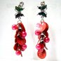 ~ FREE SHIPPING ~E469 Mother of Pearl Glamorous Pink Shell & beads Clip On Earrings 8.5cm