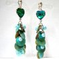 ~ FREE SHIPPING ~E466 Mother of Pearl Charming Black Shell & beads Clip On Earrings 8.5cm