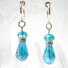 ~ FREE SHIPPING ~E1435 Charming Blue Crystal beads & Rhinestone Dangle Clip On Earrings 5cm