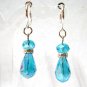 ~ FREE SHIPPING ~E1435 Charming Blue Crystal beads & Rhinestone Dangle Clip On Earrings 5cm