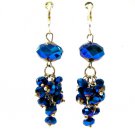 ~ FREE SHIPPING ~E1438 Bling Bling Blue Crystal Dangle Clip On Earrings 6.3cm Charming!!