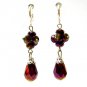 ~ FREE SHIPPING ~E1446 Crystal Glass Beads Dangle Brown Clip On Earrings 5.5cm Charming!!