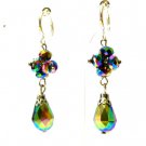 ~ FREE SHIPPING ~E1447 Bling Bling Green Crystal Glass Beads Dangle Clip On Earrings 5.5cm