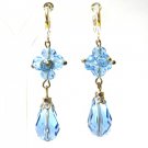 ~ FREE SHIPPING ~E1448 Blue Crystal Glass Beads Dangle Clip On Earrings 5.5cm Charming!!