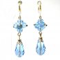 ~ FREE SHIPPING ~E1448 Blue Crystal Glass Beads Dangle Clip On Earrings 5.5cm Charming!!