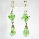 ~ FREE SHIPPING ~E1449 Green Crystal Glass Beads Dangle Clip On Earrings 5.5cm Charming!!