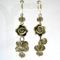 ~ FREE SHIPPING ~E1441 Ceramic Clay Rose Dangle Crystal Beads Grey Clip On Earrings 6.5cm