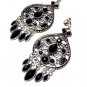 ~ FREE SHIPPING ~E1724 Rhinestone Dangle Black Clip On Earrings 7cm cOOl!!